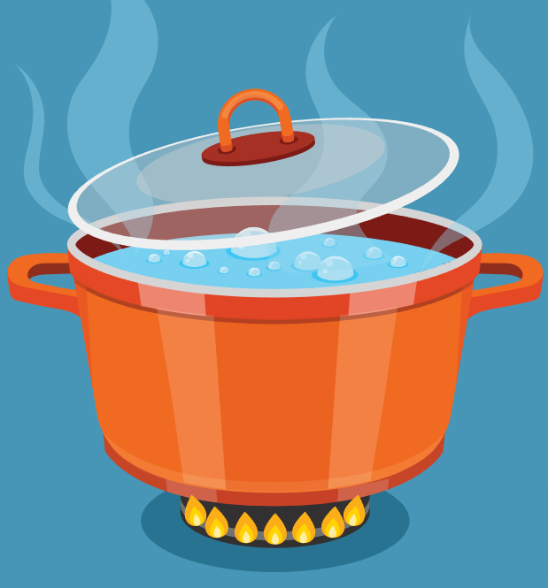 fill the pot with water and heat the water